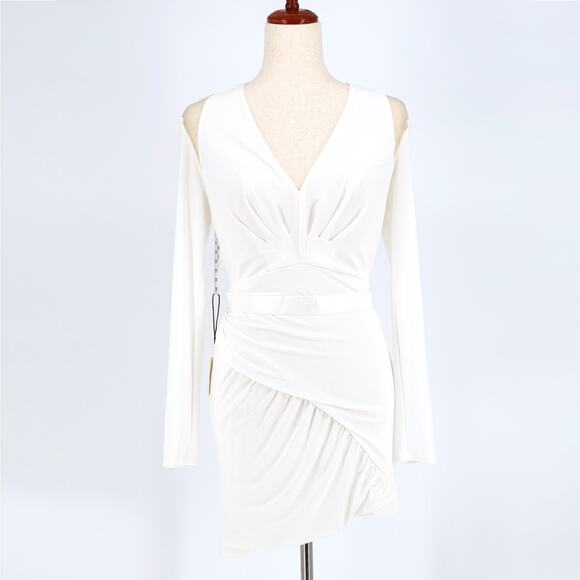 SHO by Tadashi Shoji White Cutout Long Sleeve Bodycon Cocktail Dress Size S - Picture 3 of 6